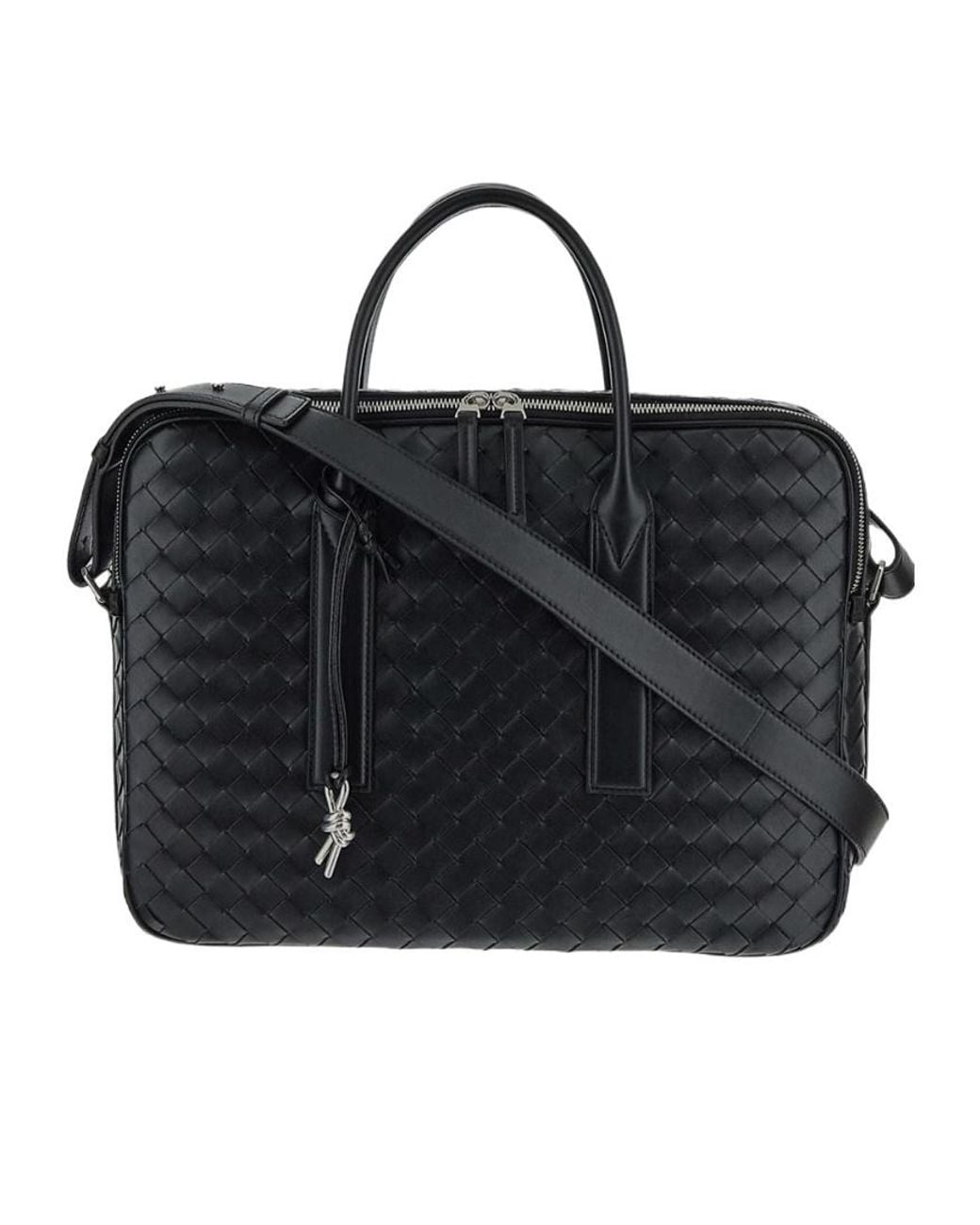 Bottega Veneta Black Intrecciato Zipped Travel Bag for men