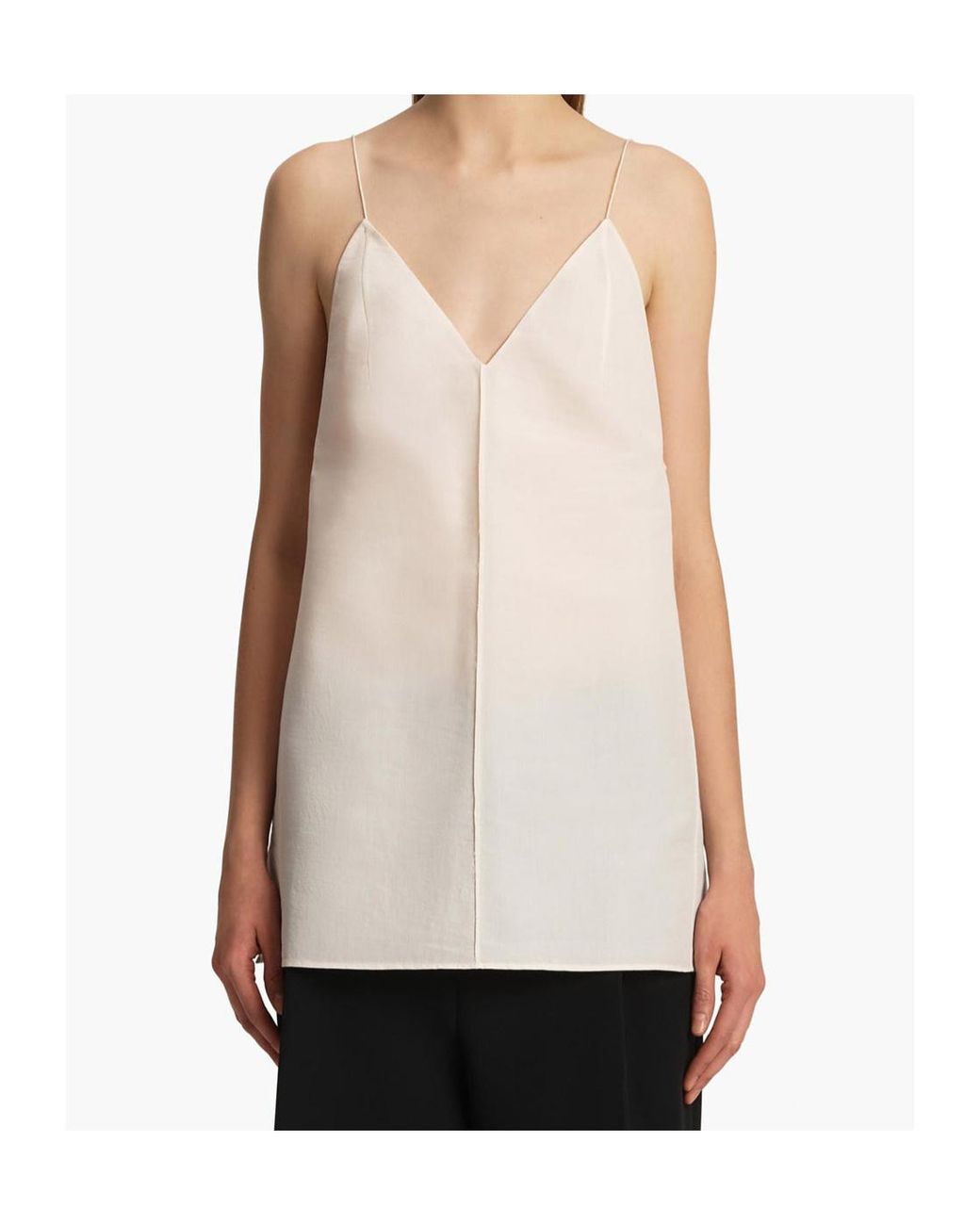 Khaite White Talsie V-Neck Top