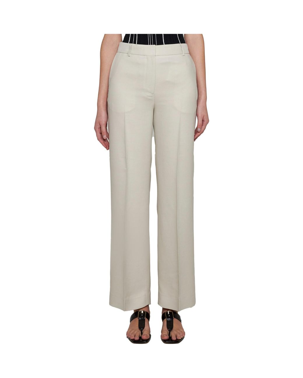 Totême  Gray Totême Straight Leg Relaxed Pants
