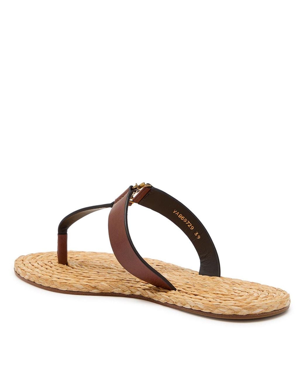 Saint Laurent Brown Round Toe Slides