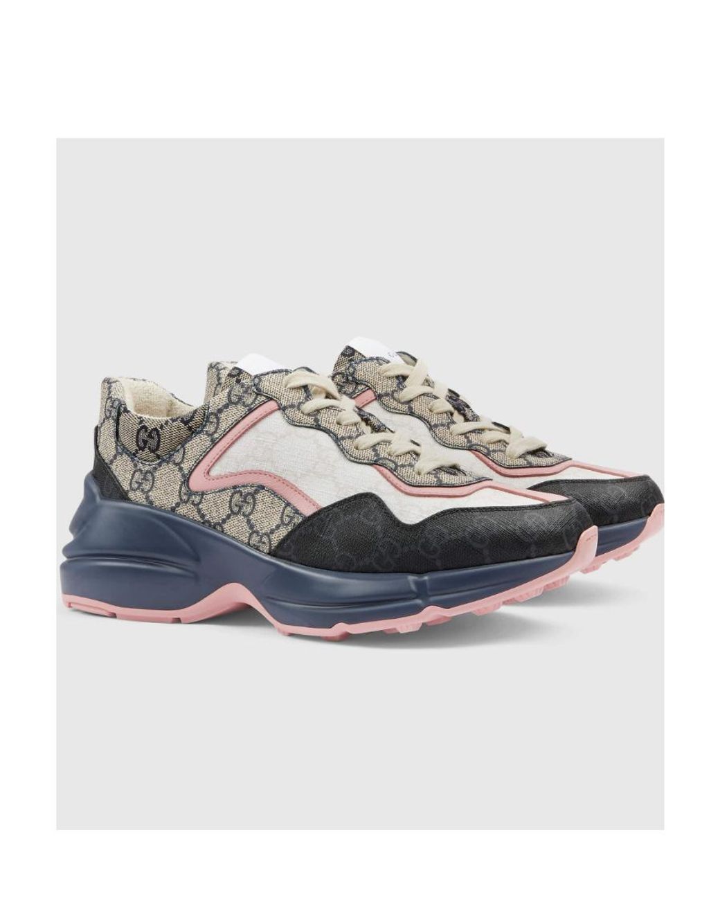 Gucci Blue Gg Supreme Rhyton Sneakers