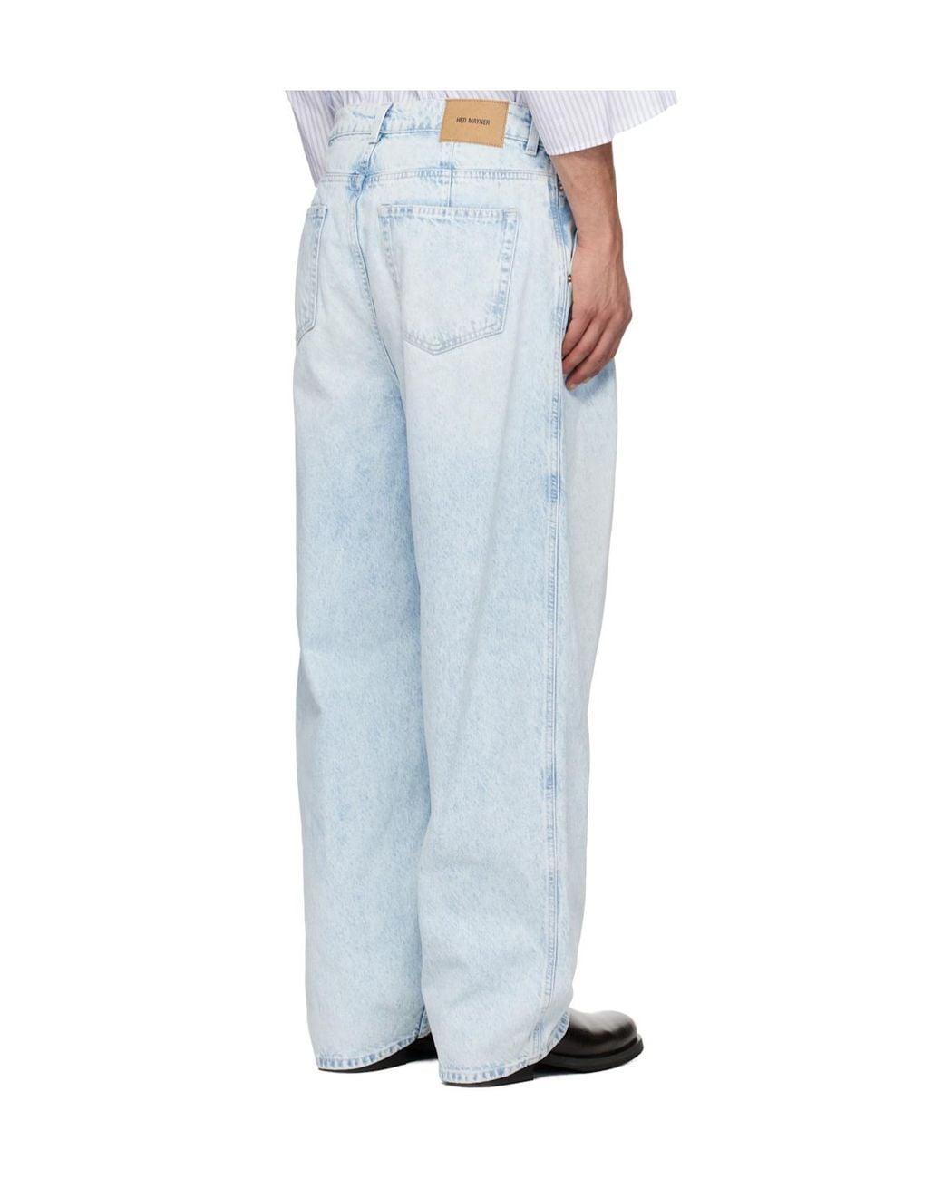 Hed Mayner Blue Pleated Jeans for men