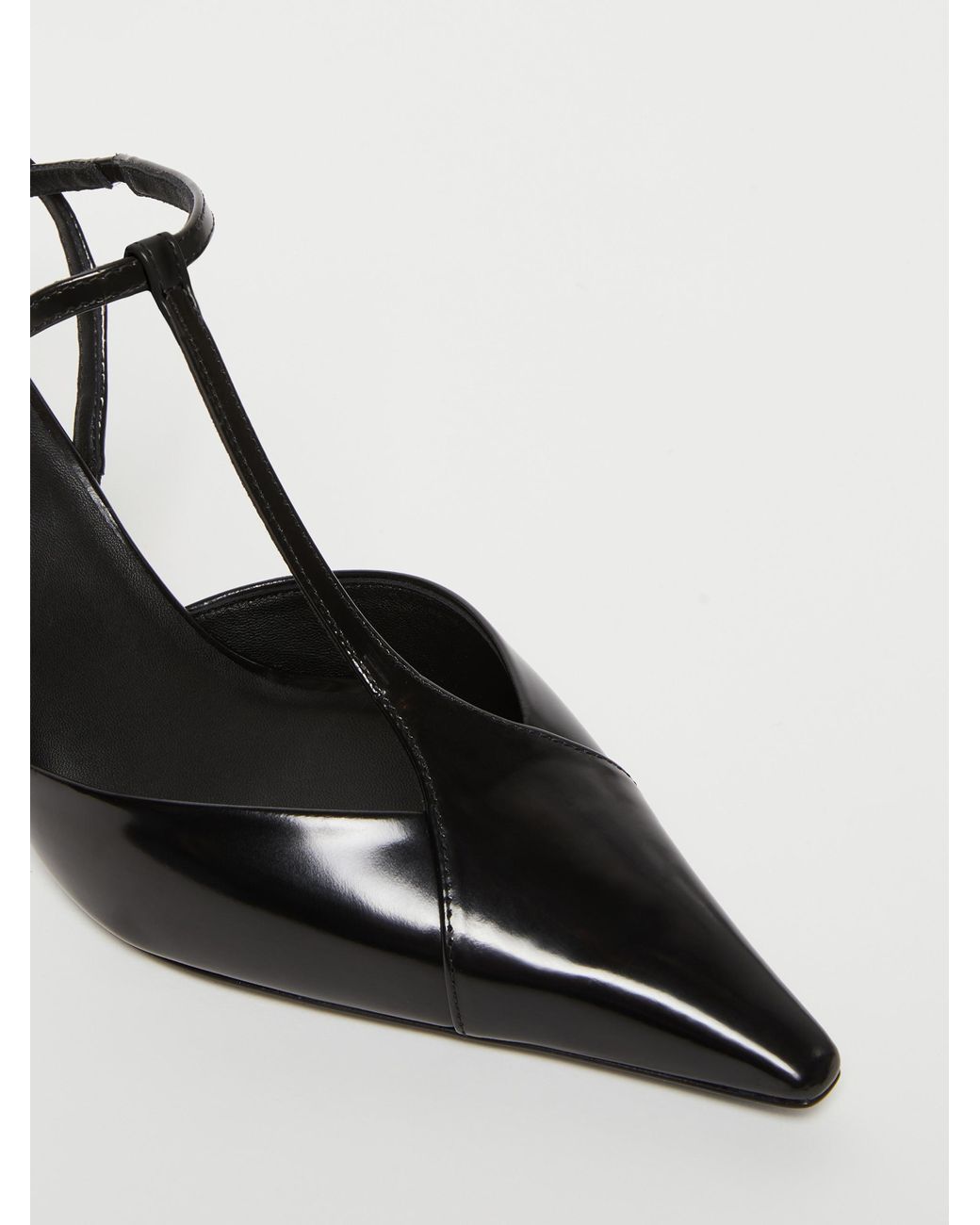 Max Mara Black Buffed Leather Slingbacks
