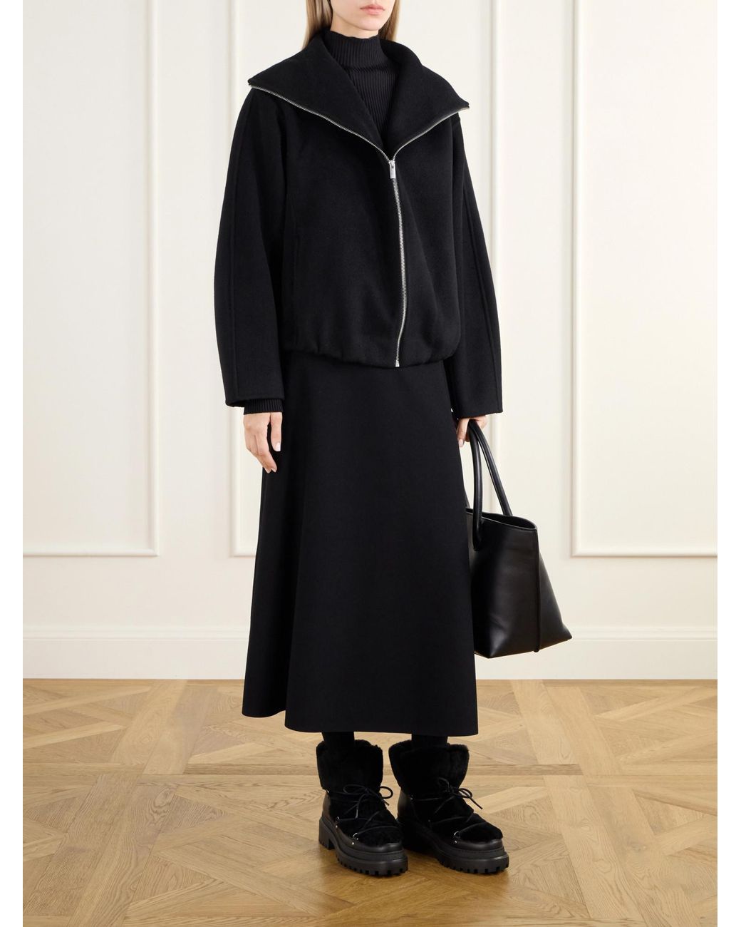 Yves Salomon Black Lace-Detailed Shearling-Trimmed Leather Ankle Boots