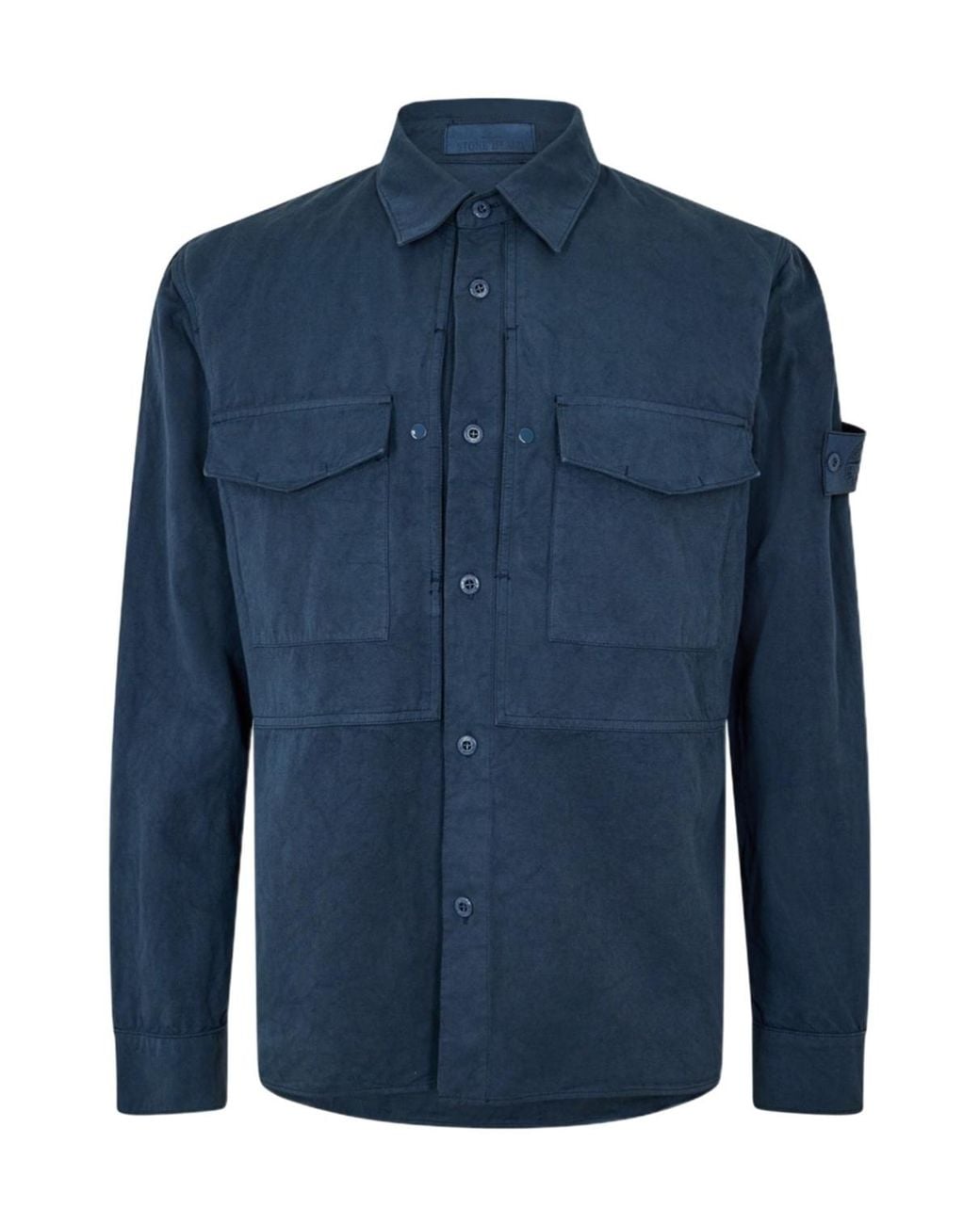 Stone Island Blue Logo-Stamped Casual Jacket for men