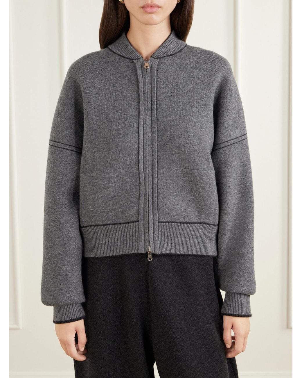 arch4 Black Cashmere Zip-Up Cardigan
