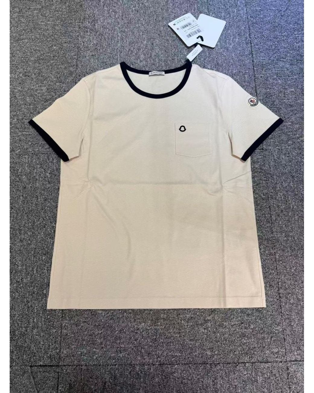 Moncler Natural Logo Embroidered Crewneck T-Shirt