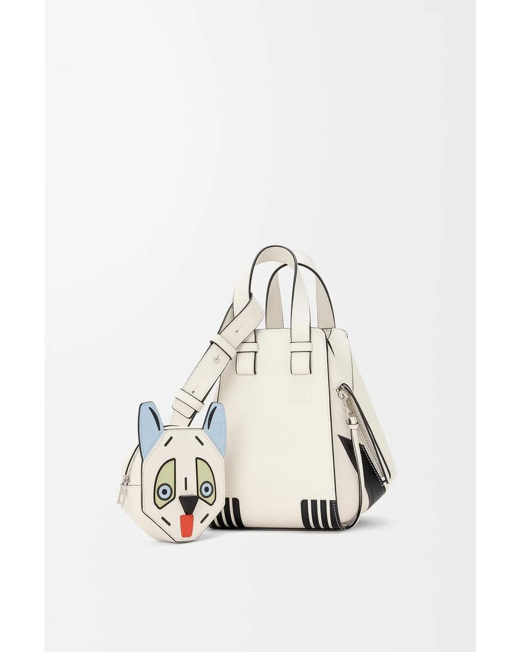 Loewe White Hammock Animal-Face Zipped Tote Bag