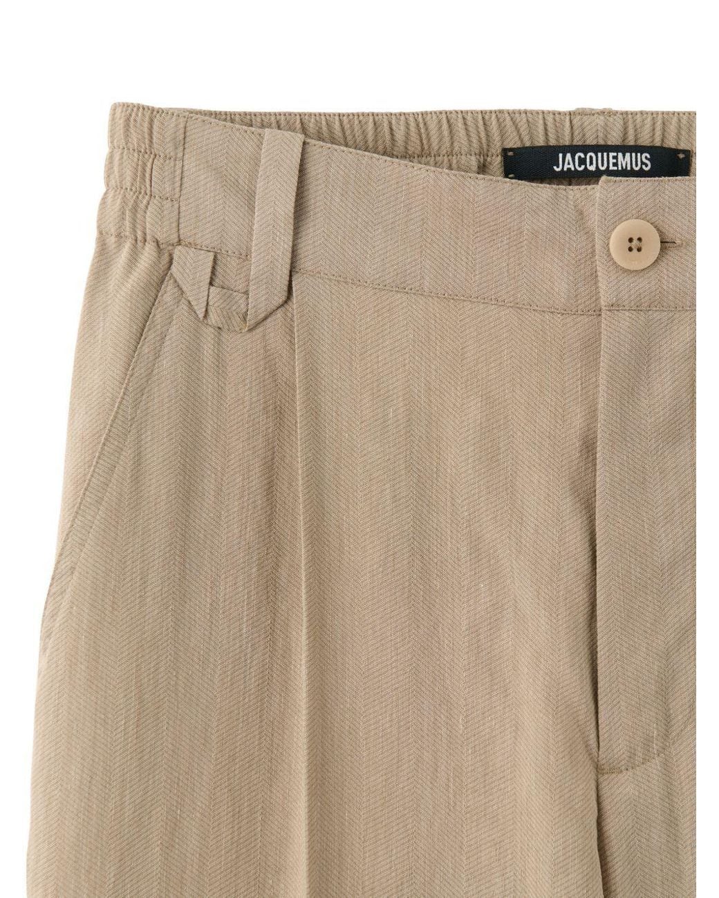 Jacquemus Natural Pleated Straight-Leg Pants for men