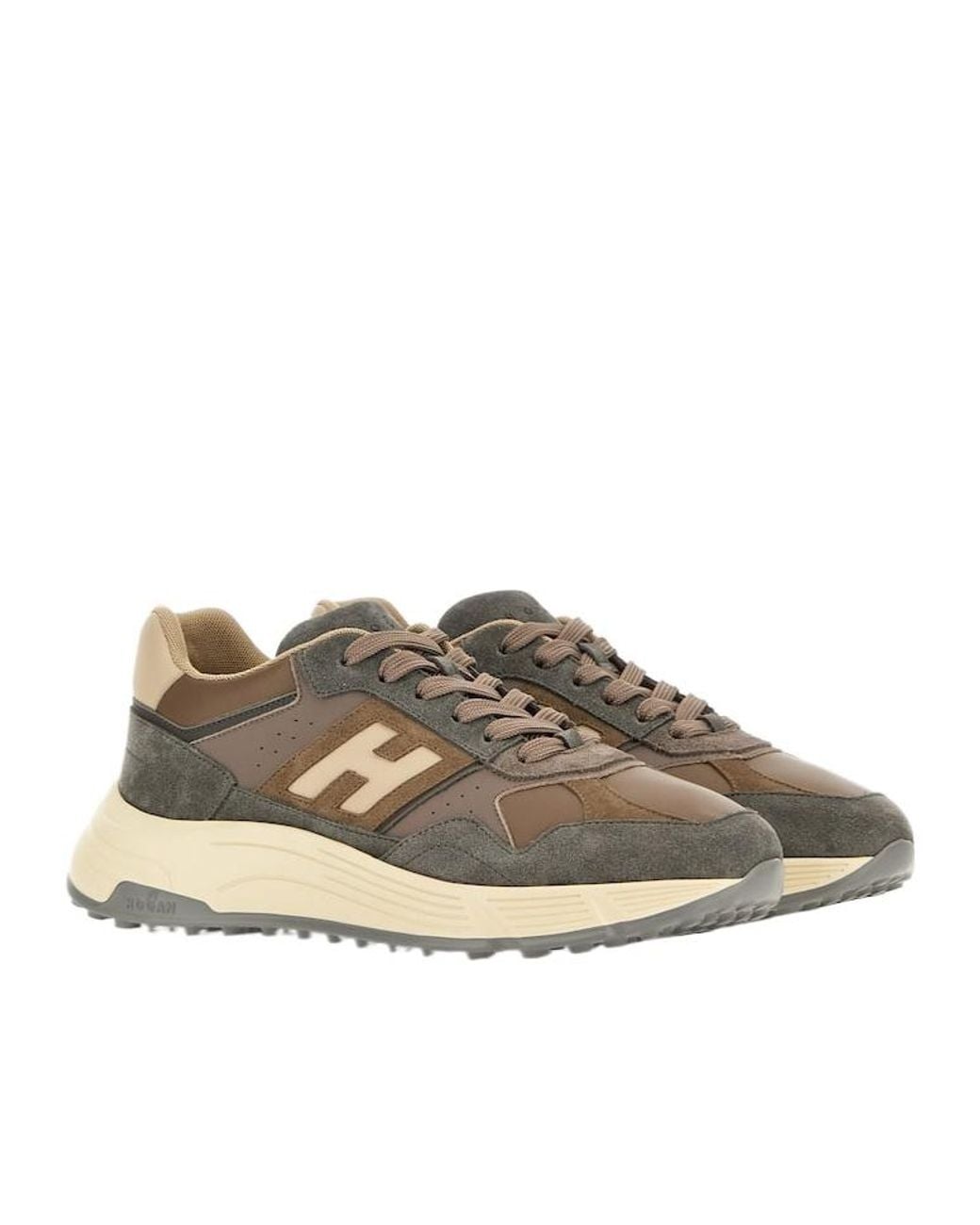 Hogan Brown Hyperlight Side H Patch Sneakers for men