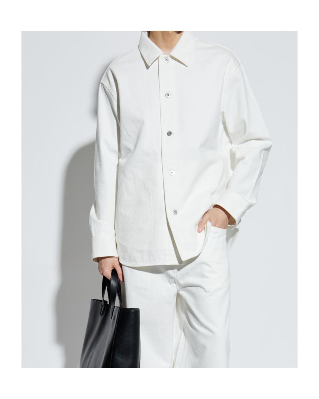 Jil Sander White Long-Sleeved Denim Shirt for men