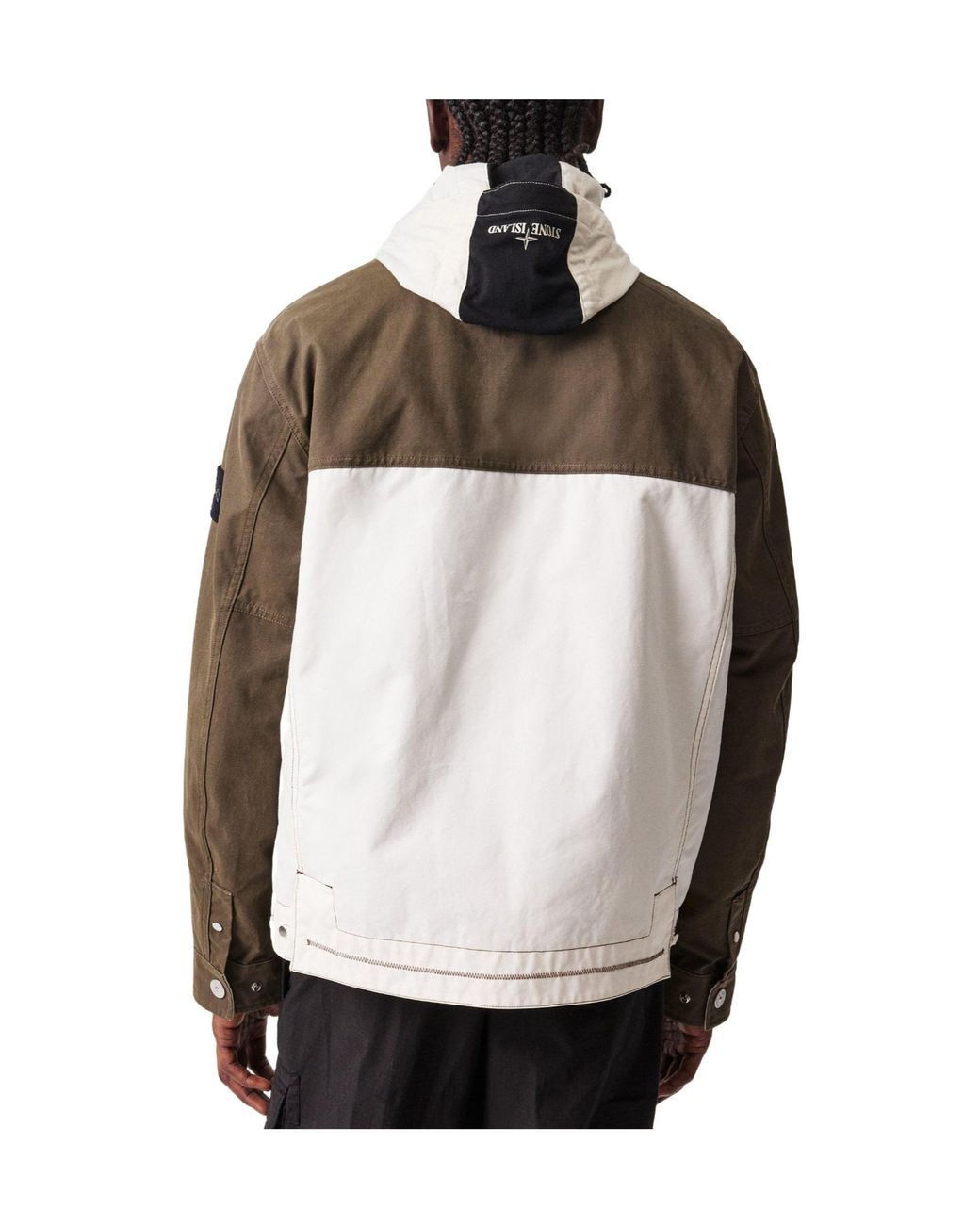 Stone Island Brown Military Hooded Jacket for men
