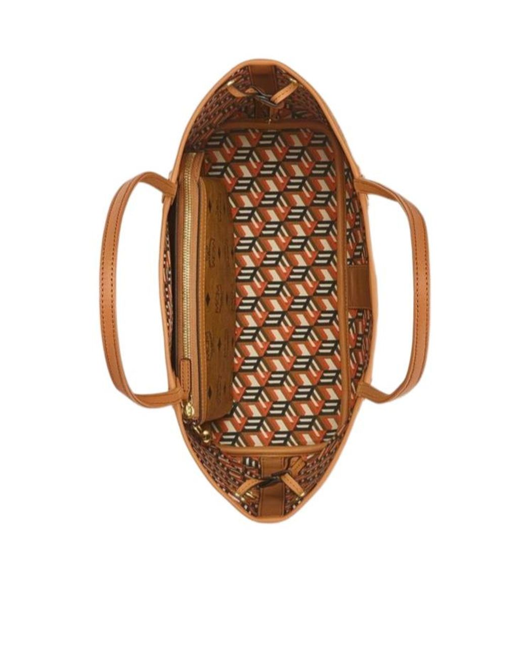 MCM Brown Liz Visetos Double-Sided Shopping Bag