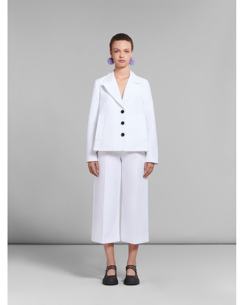 Marni White Flared Blazer