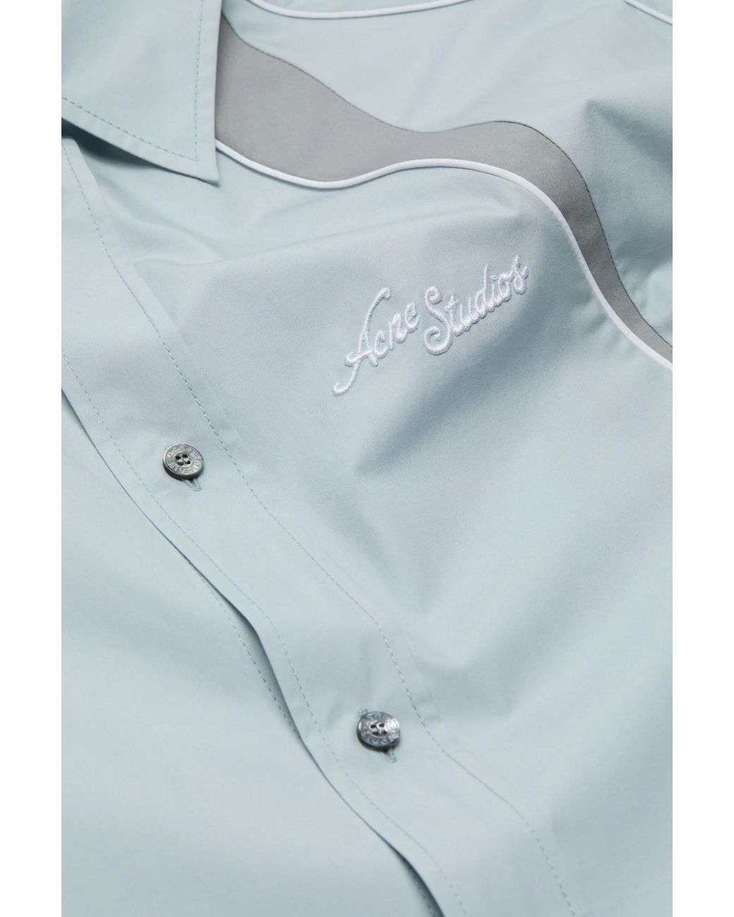 Acne Blue Embroidered Logo Button-Up Shirt for men