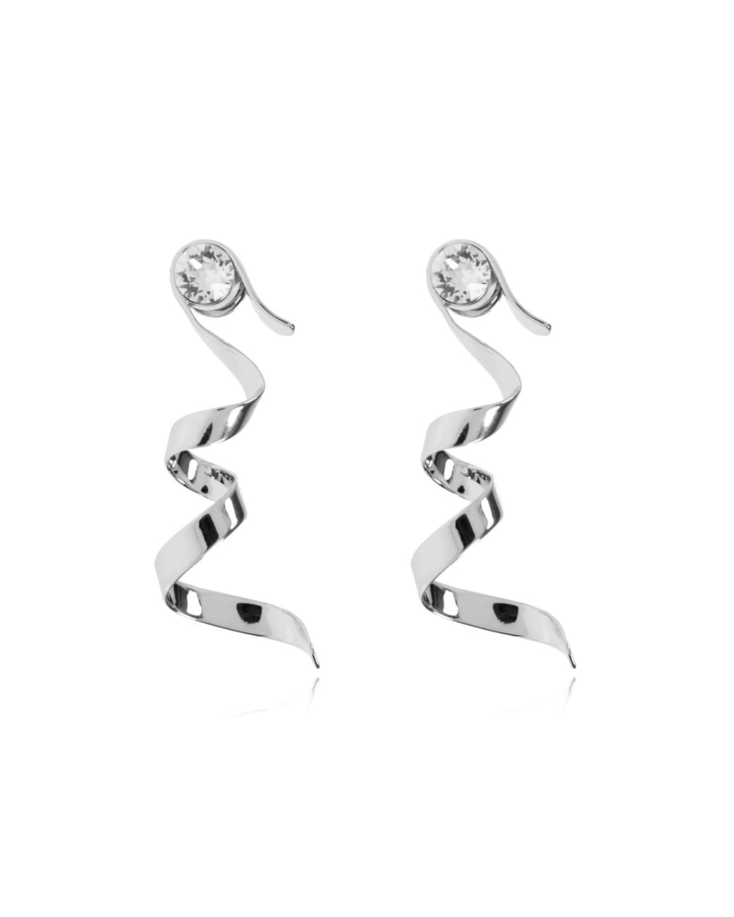 Dries Van Noten White Swirl Embellished Earrings