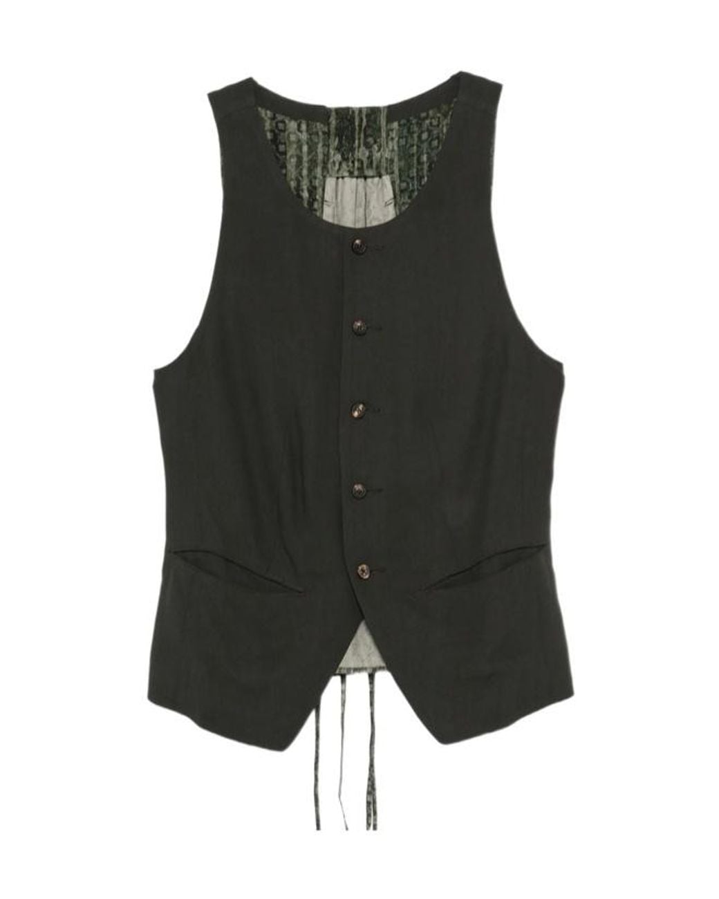 Ziggy Chen Gray Patterned-Panel Vest