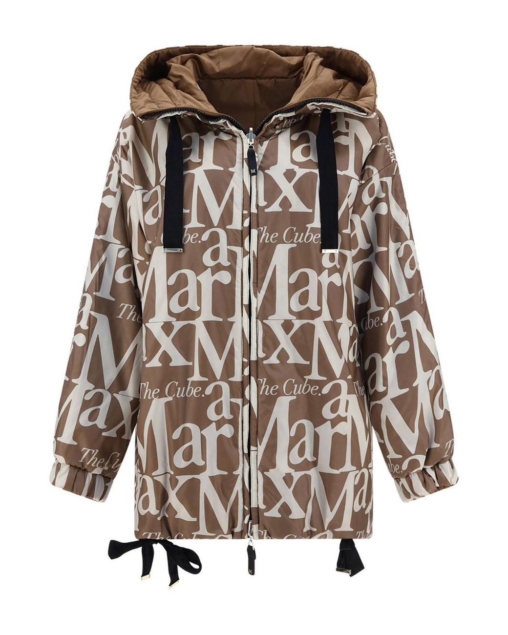 Max Mara Brown Double-Sided Down Jacket With Logo