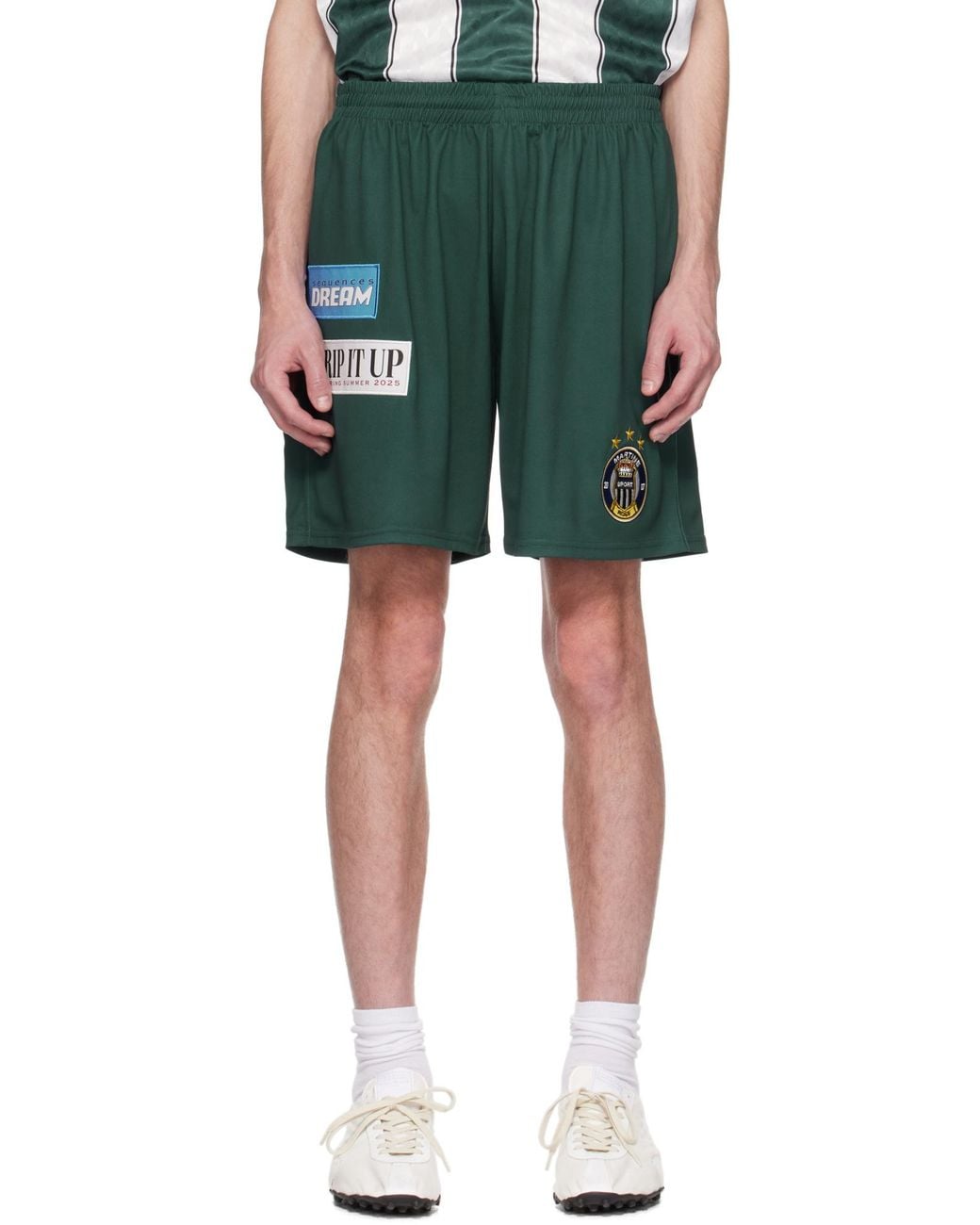 Martine Rose Green Elastic Waist Shorts for men