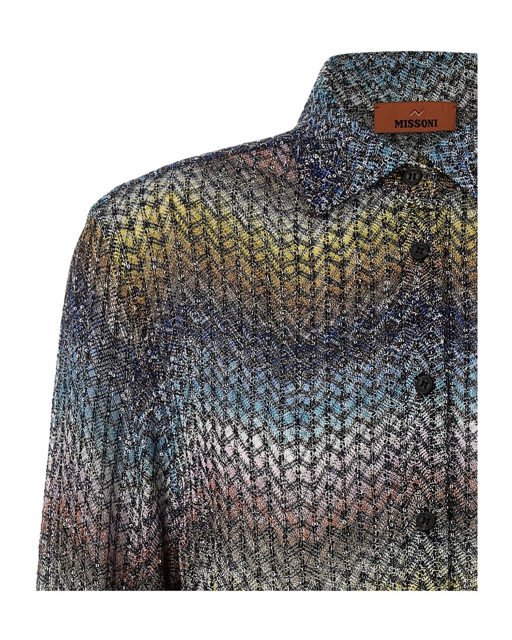 Missoni Gray Lurex Sequin Patterned Shirt