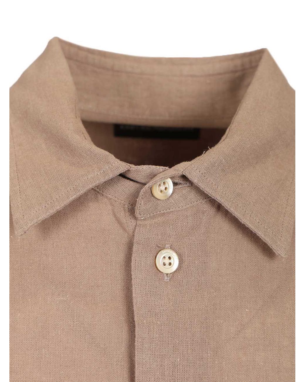 Emporio Armani Brown Linen Blend Regular Fit Shirt for men