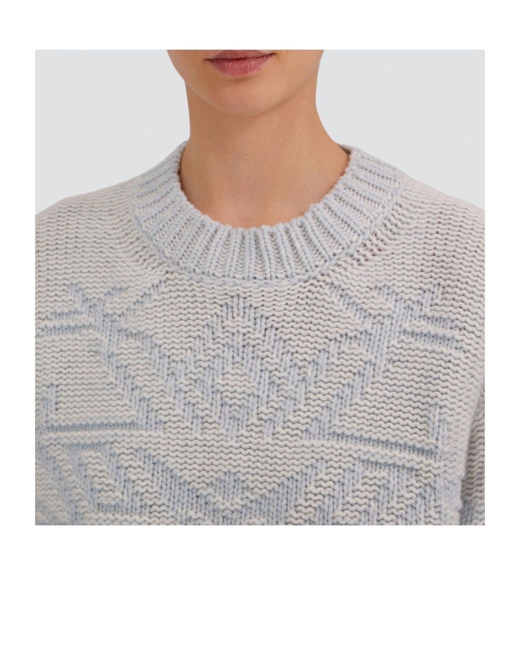 Herno Gray Intarsia-Knit Crew-Neck Sweater
