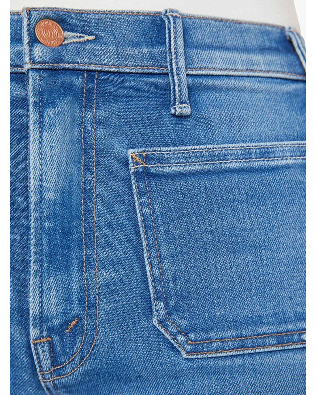 Mother Blue The Hustler Roller Patch Pocket Sneak Jeans