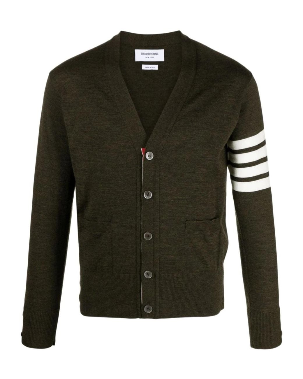 Thom Browne Green 4-Bar V-Neck Buttoned Cardigan for men