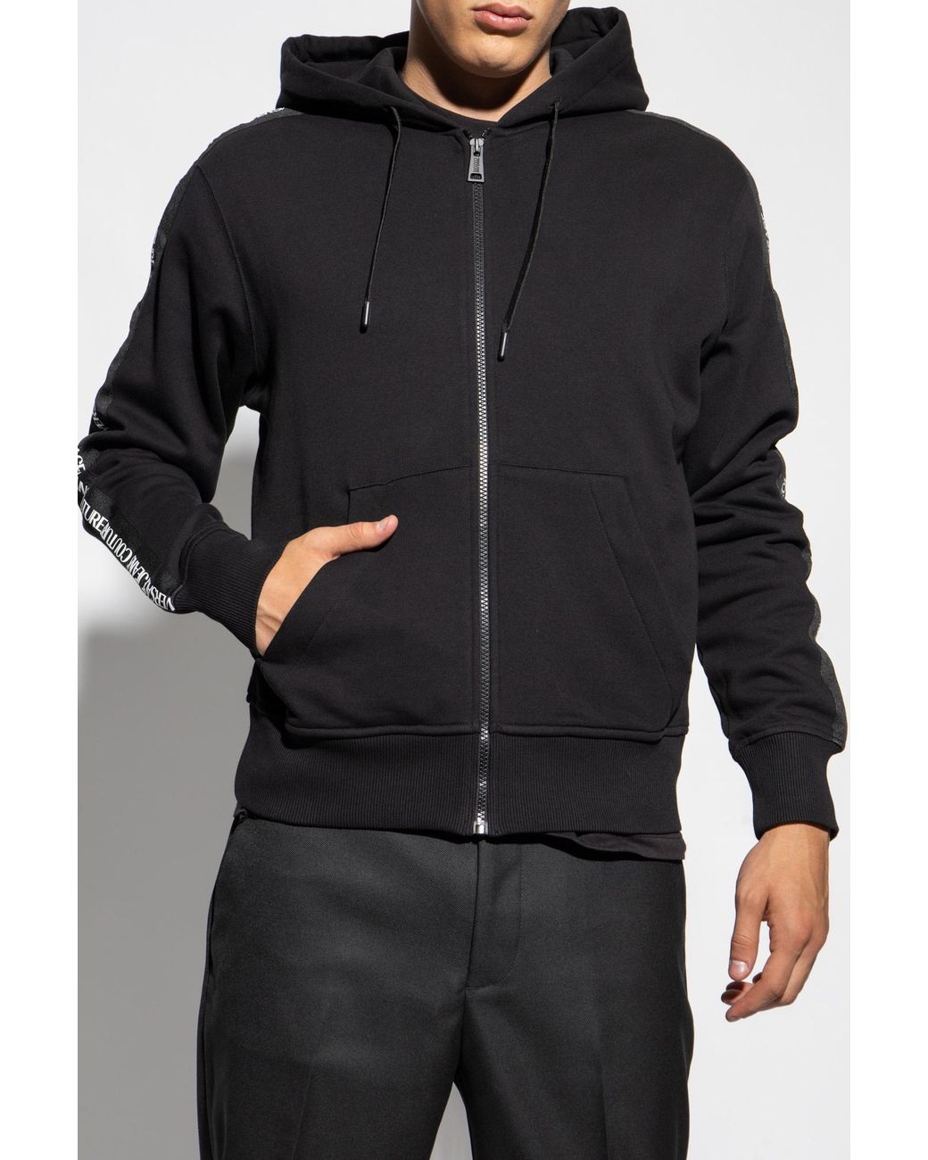 Versace Jeans Blue Couture Zipped Drawstring Hoodie for men