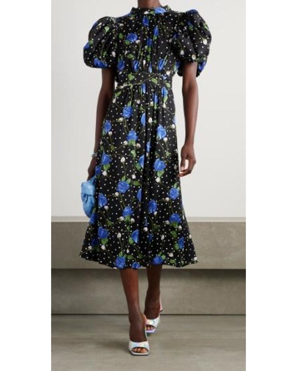 ROTATE BIRGER CHRISTENSEN Blue Stripped Printed Dress With No Back Coverage