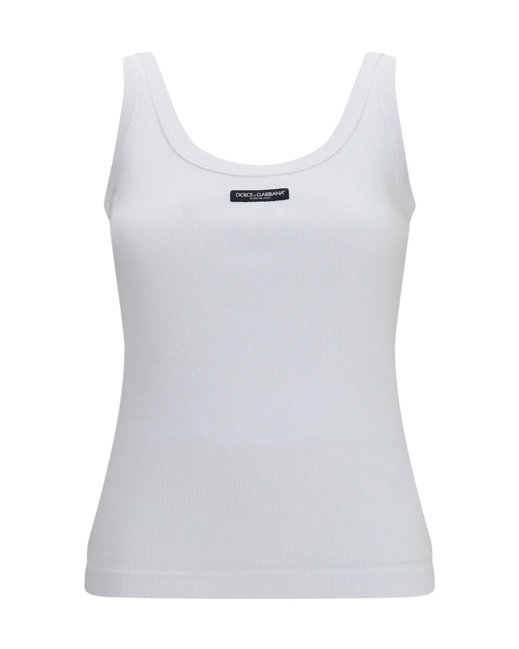 Dolce & Gabbana White Logo Patch Jersey Tank Top