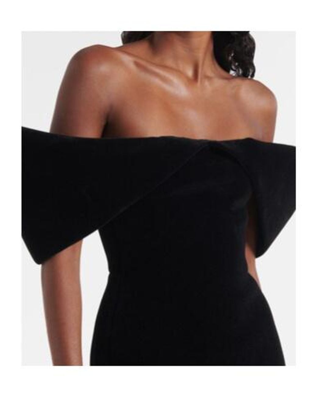 David Koma Black Off-Shoulder Velvet Minidress