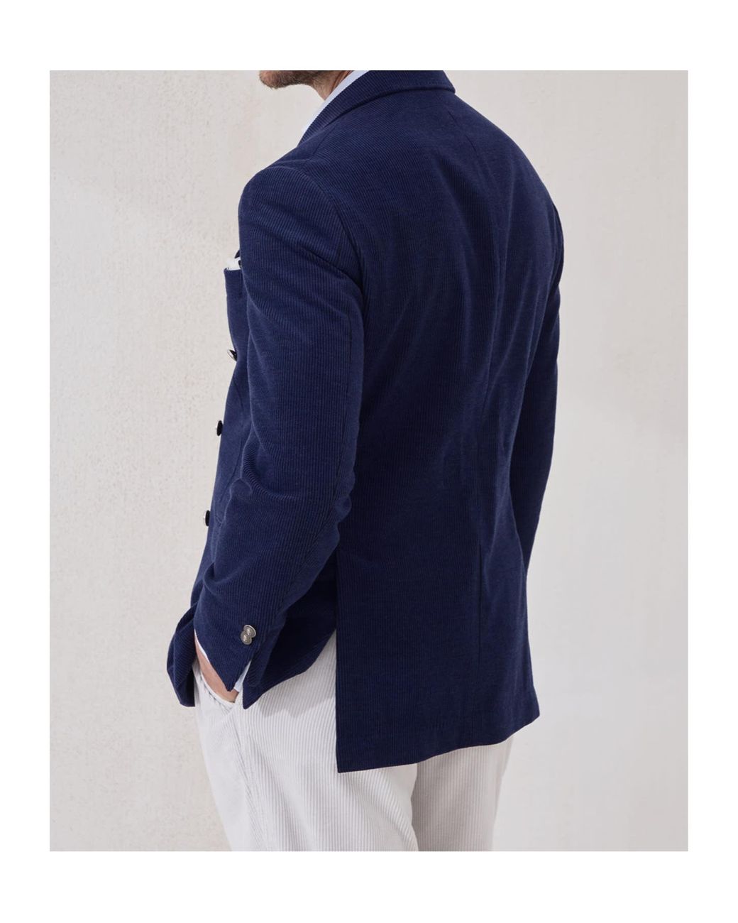 Brunello Cucinelli Blue Collared Button-Up Jacket for men