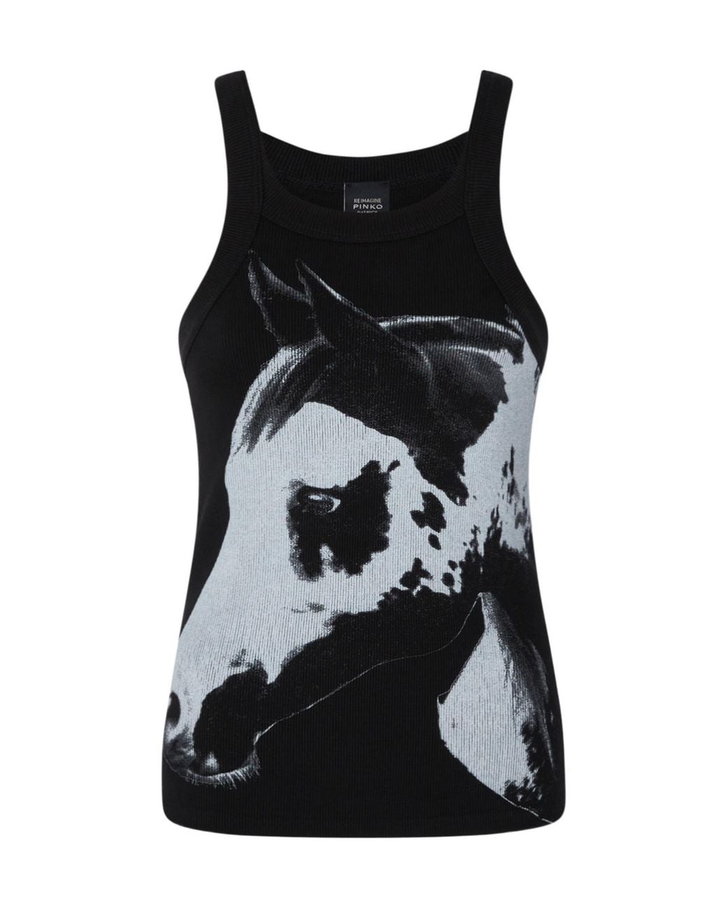 Pinko Black X Patrick Mcdowell Horse Print Ribbed Vest