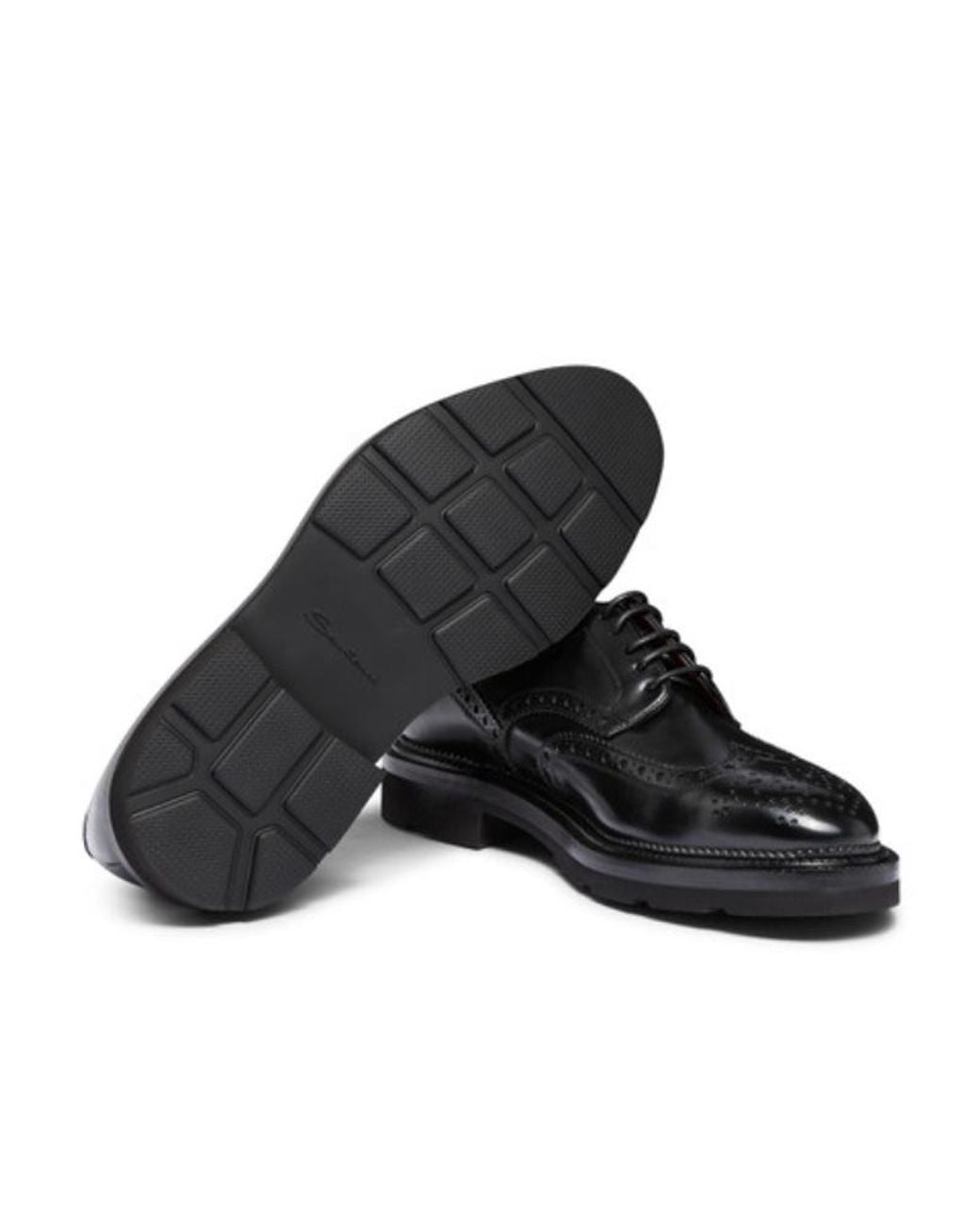 Santoni Black Brogue Lace-Up Shoes for men
