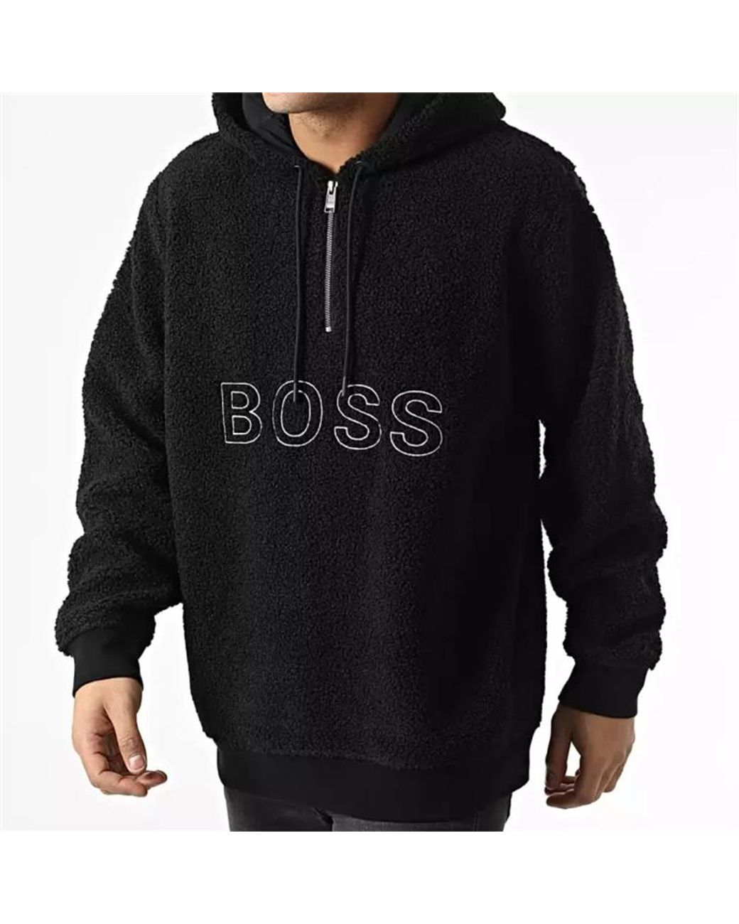 Boss Black Semi-Zipper Design Sweater for men