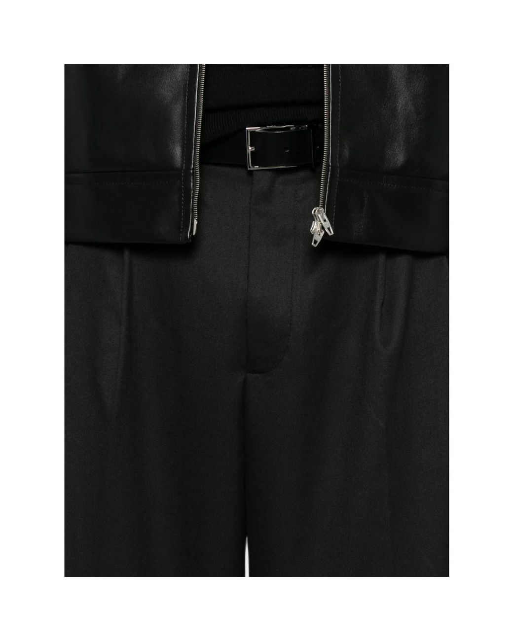 Calvin Klein Black Pleated Straight-Leg Trousers for men