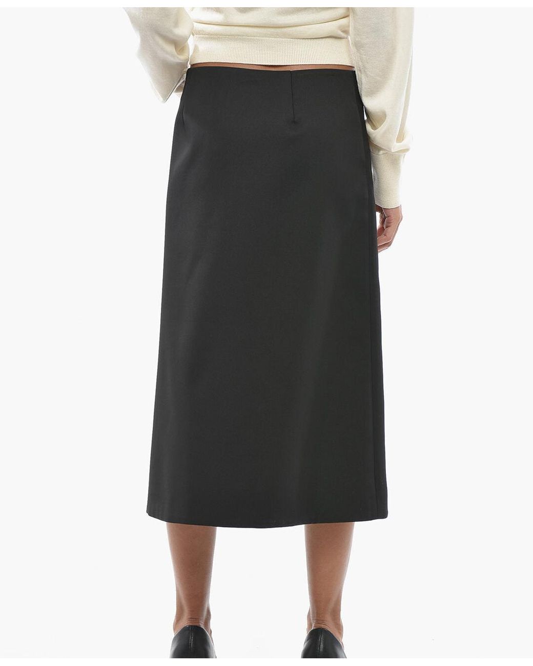 Max Mara Black Biada A-Line Midi Skirt