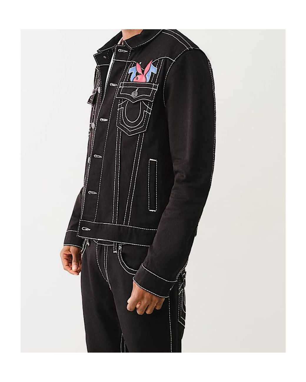 TRUE RELIGION Playboy X Jimmy Big T Jacket in Black for Men | Lyst