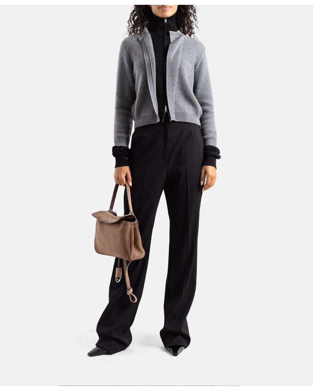 Balenciaga Gray Zip-Up Cardigan