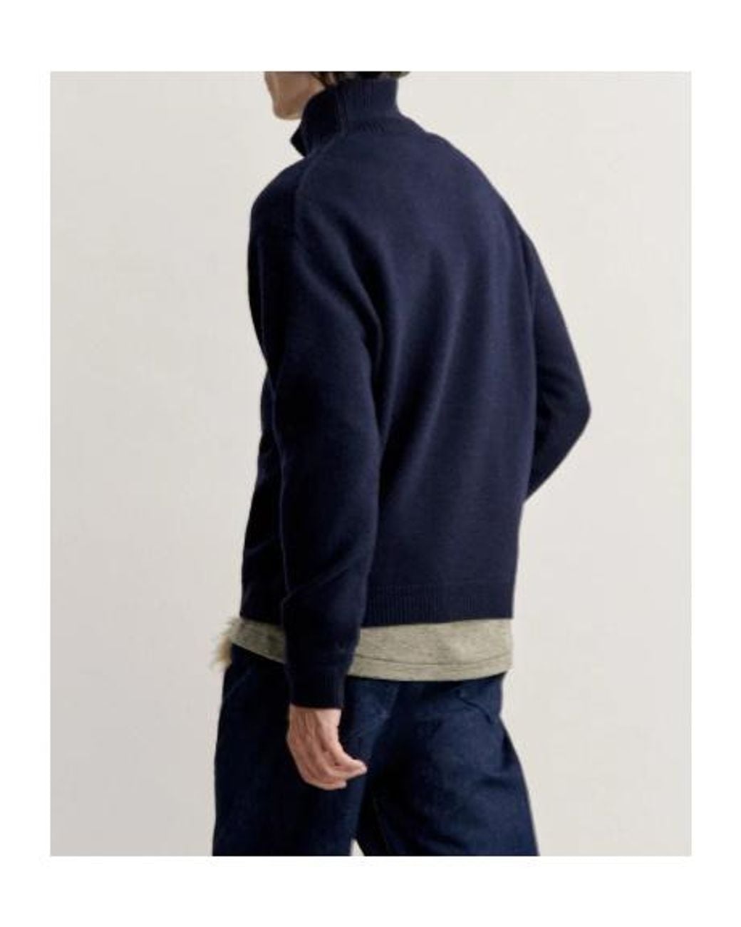 Maison Kitsuné Blue Maison Kitsuné Fox Head Intarsia-Knit Turtleneck Jumper for men