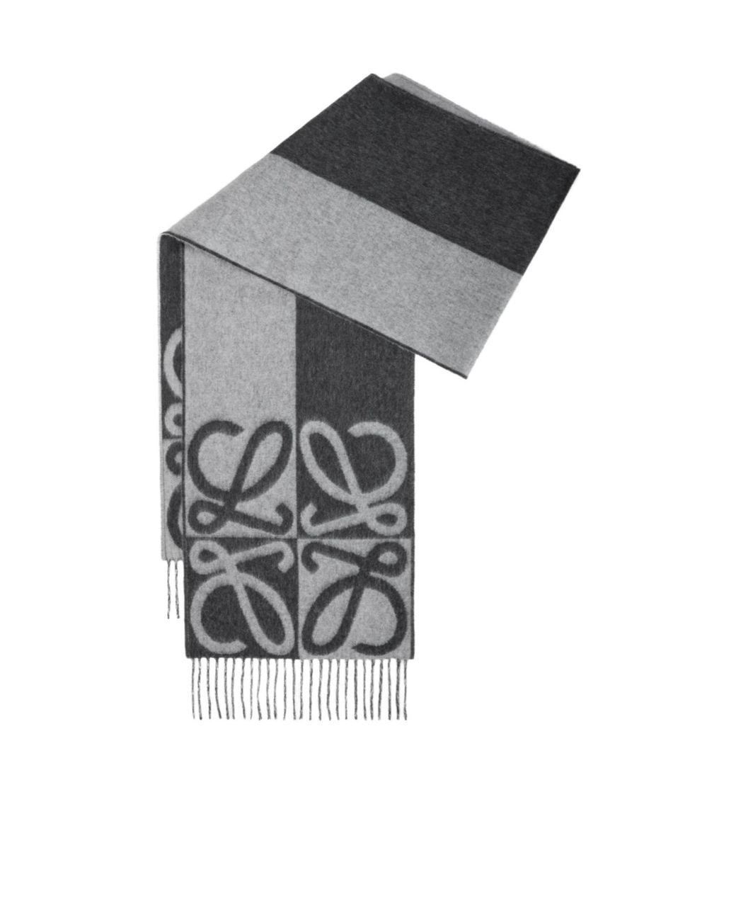Loewe Gray Anagram Fringed Scarf