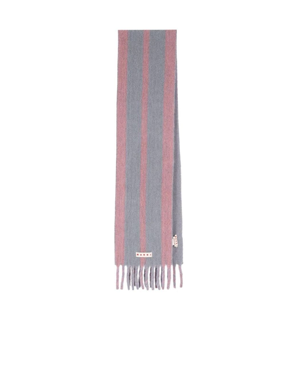 Marni Purple Striped Fringed Scarf