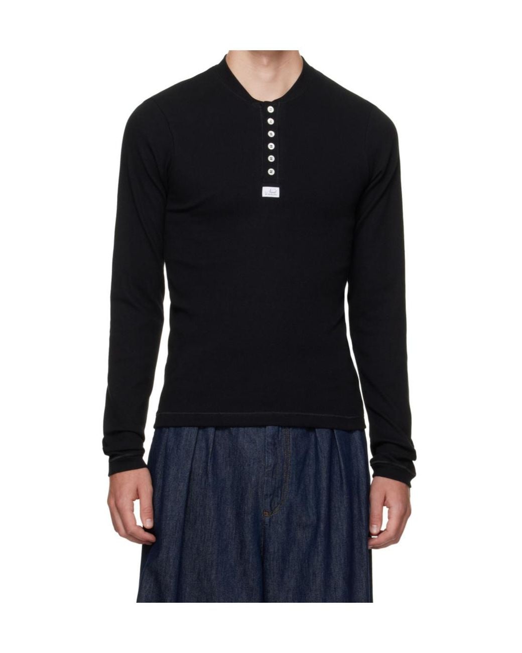 Magliano Blue Henley-Neck Long-Sleeve T-Shirt for men
