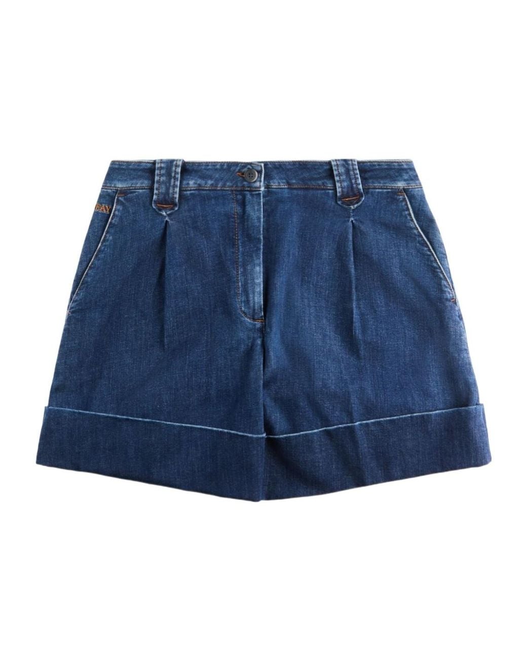 Fay Blue Logo Embroidered Denim Shorts