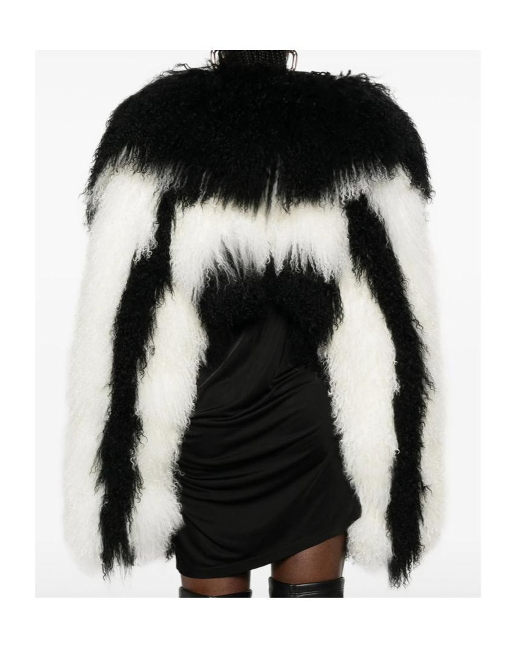 The Attico Black The Oversized Fit Patterned Shearling Jacket