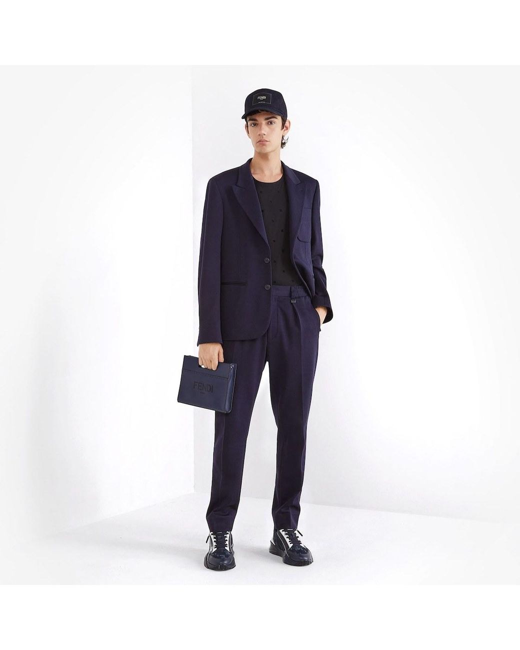 Fendi Blue Mini Logo Tote Handbag for men