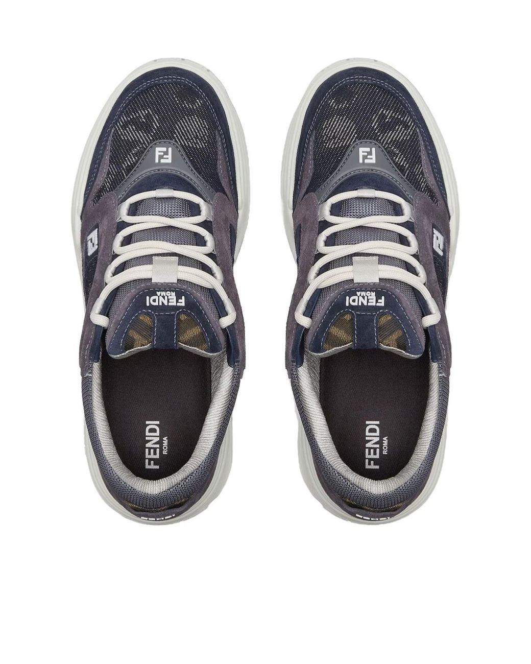 Fendi Blue Force Lace-Up Sneakers for men