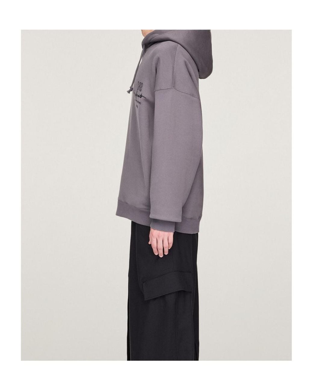 Y-3 Gray Graphic Ft Hoodie for men