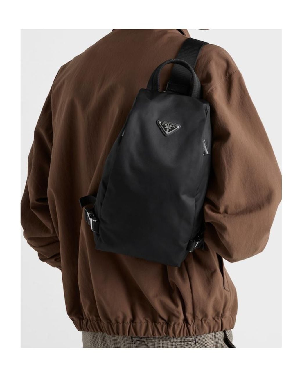 Prada Black Re-Nylon And Saffiano Leather Backpack for men